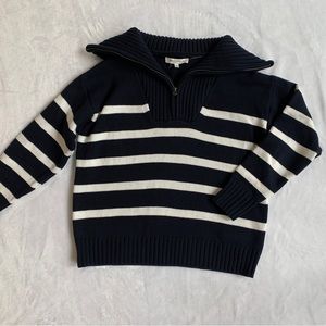 Women’s Workshop Republic Clothing Chunky Navy White Strip 1/4 Zip Sweater Sz S